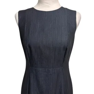 Calvin Klein Sheath Dress Womens 4P Navy Denim Look Gold Zipper Career Timeless thumbnail 2