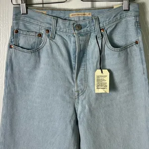 Ribcage High Rise Distressed Straight Ankle Blue Jeans Ojai Shore 27 thumbnail 5