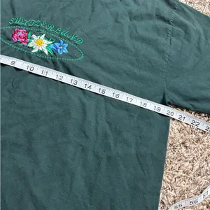 Detto Fatto Vintage Single Stitch Dark Green T-Shirt With Switzerland Embroidery thumbnail 5