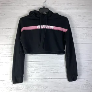 Gymshark Womens Pullover Cropped Sweatshirt Hoodie Black Size small thumbnail 4