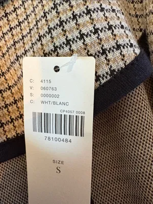 Maeve Anthropologie Collegiate‎ Knit Blazer Asymmetrical Check Brown Small NWT thumbnail 7