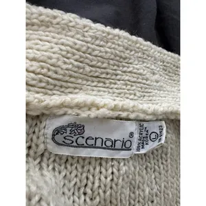 Vintage 80s Scenario Sz: L cream V-neck button-front knit cardigan Pockets thumbnail 11