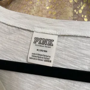 PINK Victoria’s Secret Watercolor Sequin Bling Oversized White T-Shirt, M thumbnail 3