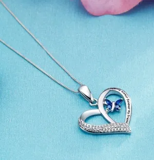 Sister Butterfly Heart Necklaces Gift thumbnail 1