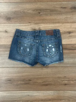 PARIS BLUES Vintage 2000s Y2k Low-rise Distressed Jean Short Shorts | Size 2 thumbnail 3