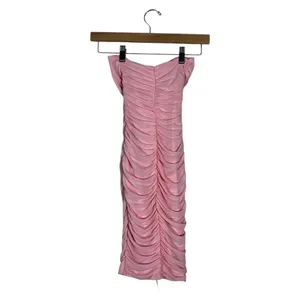 NWT Oh Polly Ruched Mesh Solid Mini Dress Blush Pink Coquette Keyhole Size 2 thumbnail 4