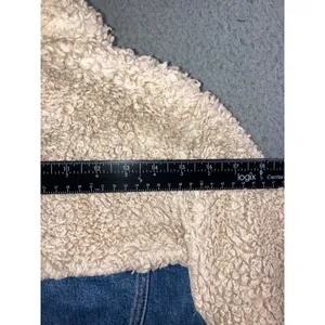 Topshop Denim Jacket Womens 6 Small Blue Cream Borg Fleece Mixed Media Trucker thumbnail 8