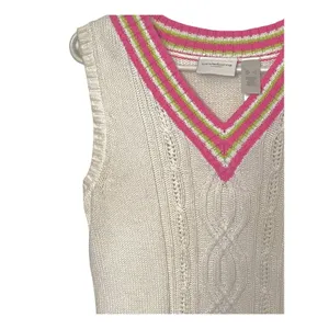 Liz Claiborne Sweater Vest Size S White Sleeveless V-Neck Preppy Vintage Y2K thumbnail 7