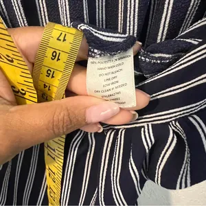 Monteau Crepe Blue &‎ White Striped Flutter Sleeve Jumpsuit Size S thumbnail 9