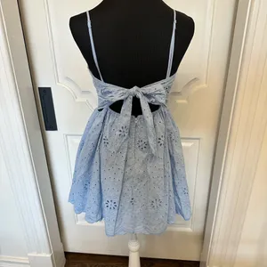 Altar’d State Tie Back Blue Eyelet Sundress Mini Dress Bow NWOT thumbnail 6
