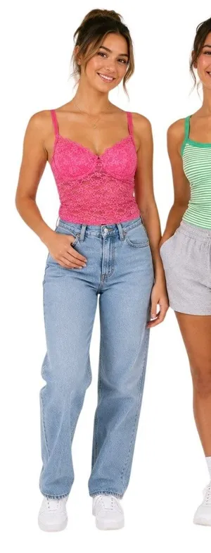 GAP Bundle Lace Cami 38C Pink + Striped Tank L NWT Y2K thumbnail 1