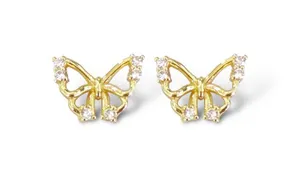 Small Tiny CZ Butterfly Stud for Women Gold thumbnail 1