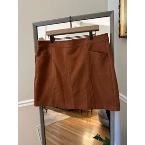 Women's LOFT Brown Suede Skirt Size 16 Toasted Biscotti thumbnail 3