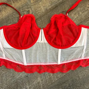Auden Red & White Lace Underwire Bustier Longline Bra Size‎ XL thumbnail 5