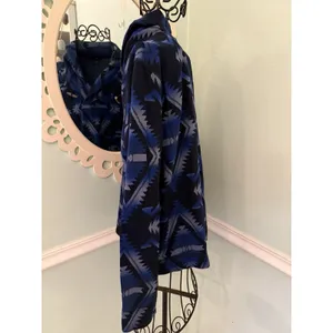 Chaps Women’s Sweatshirt Southwestern Diamond Shawl Neck Blue‎ Black L thumbnail 4