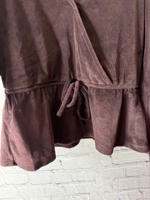 NWT madewell corduroy tie front faux wrap peplum top small thumbnail 6