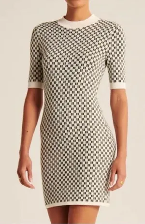 Abercrombie & Fitch Checkered Mock Neck Mini Sweater Dress‎ Short Sleeve Size S thumbnail 1