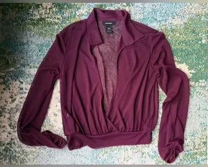 Vintage NWOT 90s Express sheer open long sleeve collared blouse, size large thumbnail 8