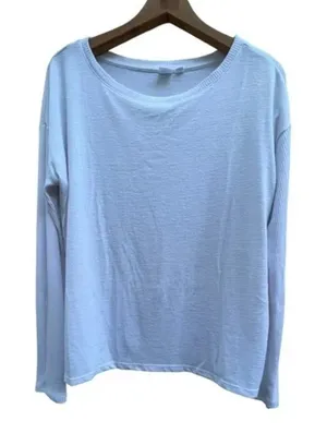 Gap white‎ long sleeve lightweight crewneck sweater ribbed sleeves size medium‌ thumbnail 1