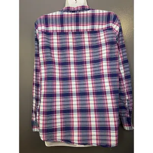 Gap Shirt Womens Small Blue Pink Boyfriend Plaid Long Sleeve Button Front Top thumbnail 7