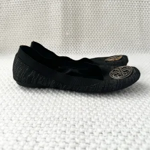 Tory Burch Black Gold Tweed Fabric Caroline Classic Reva Ballet Flats Shoes 6.5 thumbnail 8