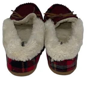 Womens Minnetonka Camp Collar Moc Slipper in Red Autumn Plaid Size 7 Fleece Line thumbnail 2