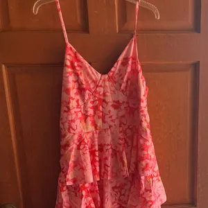 Amazon Vibrant Pink Floral Tiered Midi Dress thumbnail 5