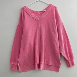 Aerie Pink Waffle Knit Oversized Tunic Top Size M Cozy Lounge Casual thumbnail 2