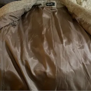 Vintage Arlette Tweed Camel Herringbone Menswear Style Pea Coat. thumbnail 7