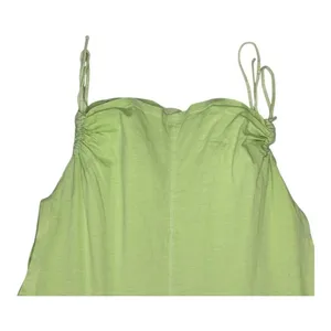 Wilfred Aritzia Ruched Side Tie Top Womens Size‎ S Lime Green Ribbed Cap Sleeve thumbnail 3