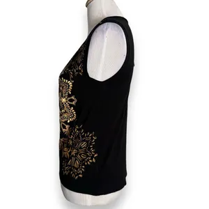 Disney Beauty and The Beast Tee Women Size S Black Gold Sleeveless Shirt NEW‎ thumbnail 5