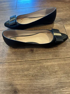Kate Spade Norah Black Pointed-Toe Leather Flats with Bow and Gold Plaque size 8 thumbnail 6