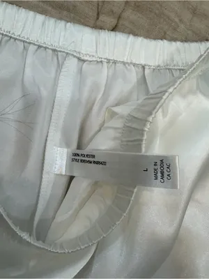 White satiny shorts with light blue piping, size L #bride #wedding thumbnail 3