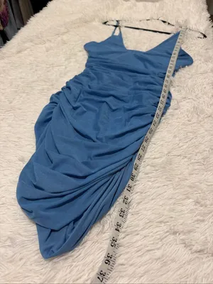 Oh Polly Mesh Bodycon Rhinestone Mini Dress in Blue Size 6 thumbnail 5