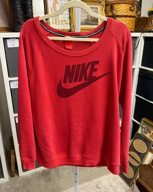 Nike Women’s Red Swoosh Logo Crewneck Sweatshirt thumbnail 1