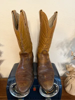 Vintage Women’s Brown Leather Cowboy Boots Western Ranch Riding 8 M 704403 W729 thumbnail 2