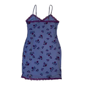 Wild Fable Purple Floral‎ Mesh Lace Trim Slip Mini Dress Womens Small VN1042782 thumbnail 6