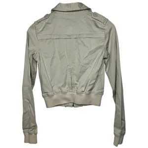 Abercrombie & Fitch Tan Cream Canvas Cotton Utility Bomber Jacket Coat Womens S thumbnail 2
