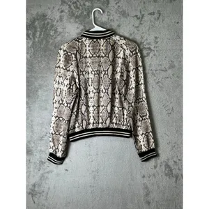 Blanc Noir Sport Python Print‎ Bomber Jacket Women's Small Zip Front Snake Print Brown thumbnail 3