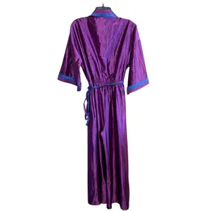 Homewear USA PJ Lounge Jumpsuit Women Large Purple Vintage 70s80s Wide Leg Satin thumbnail 5