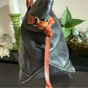 DOONEY & BOURKE Champosa Black Brown Pebbled Leather‎ Satchel Handbag XL thumbnail 3
