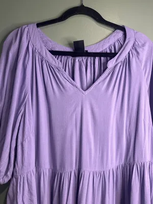 Societie+ Womens 16 Lavender Tiered Tunic Top 100% Viscose Boho Peasant thumbnail 2