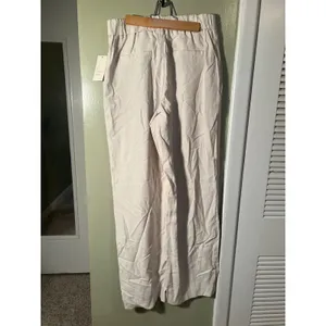 A New Day Women's Sz 6 Wide Leg Pant Cream White Pleated High Rise Pockets Rayon thumbnail 6