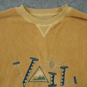 Vintage Vail‎ Colorado Terry Cloth Cotton Crewneck Sweatshirt Mustard Yellow thumbnail 3