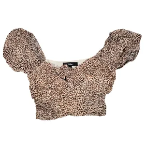 Lulus Fiercely In Love‎ Leopard Print Tie Front Crop Top XS Beige Black thumbnail 2