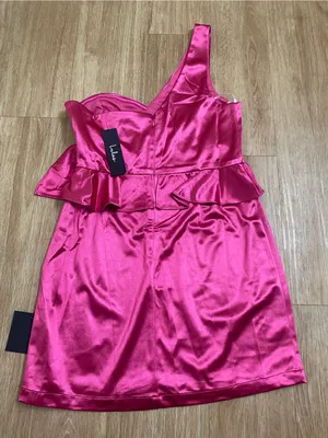 Lulu's Hot Pink One-Shoulder Satin Peplumi Mini thumbnail 4