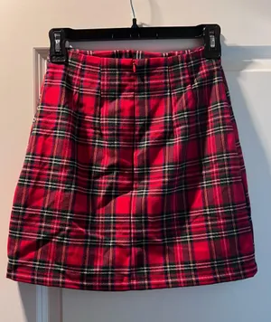 Brandy Melville Cara Plaid Skirt Red Mini thumbnail 2