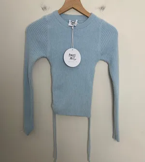 NWT - Jesica Sweater Baby Blue Ruched Sides Soft Knit 90s 2000s thumbnail 3