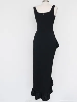 Dress the Population‎ - Charlene Asymmetrical Ruffle Mermaid Gown thumbnail 4