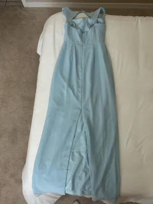 Azazie Bridesmaid Dress Blue Maxi thumbnail 4